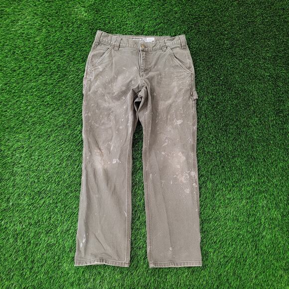 Carhartt Carpenter Baggy Pants 30x28 Distressed Faded Gray Rugged Flex - Picture 1 of 16